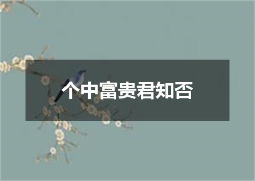 个中富贵君知否
