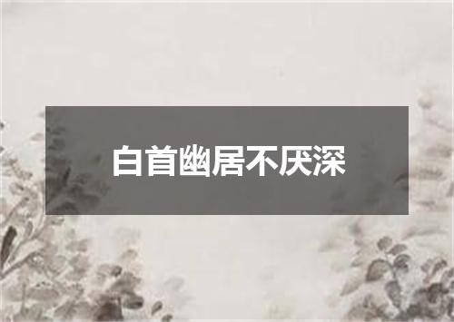 白首幽居不厌深