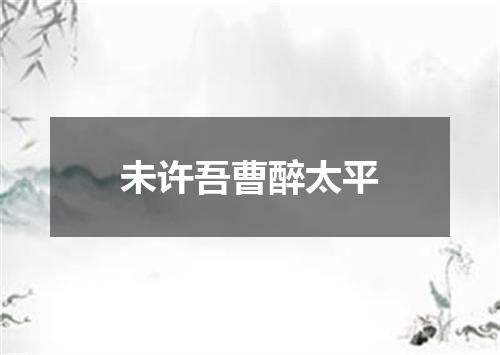 未许吾曹醉太平