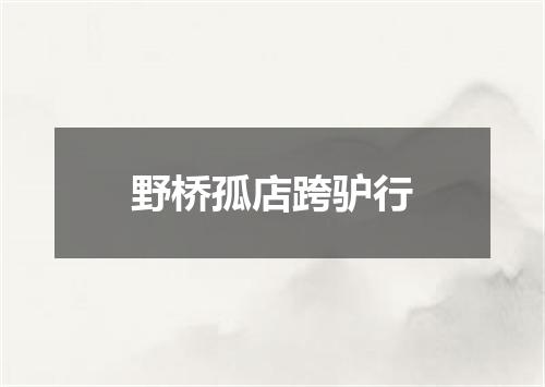 野桥孤店跨驴行