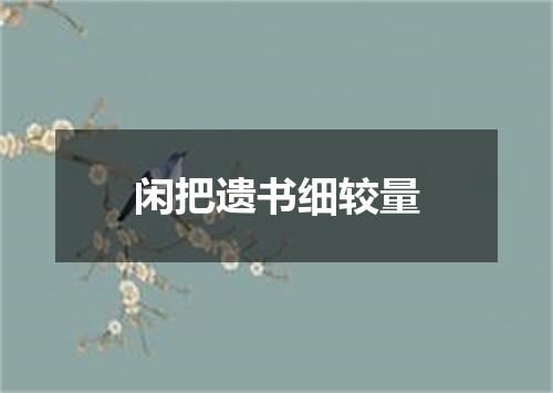 闲把遗书细较量