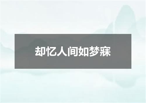 却忆人间如梦寐