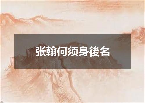 张翰何须身後名