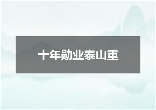 十年勋业泰山重