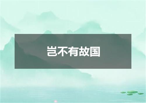 岂不有故国
