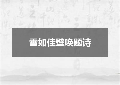 雪如佳壁唤题诗