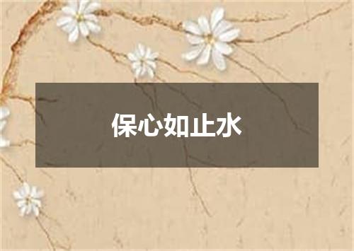 保心如止水