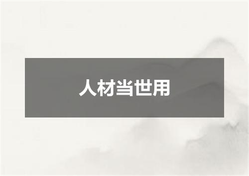 人材当世用