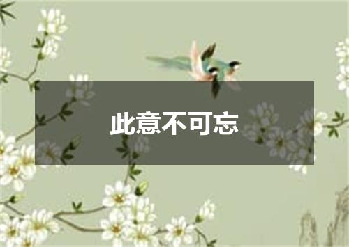 此意不可忘