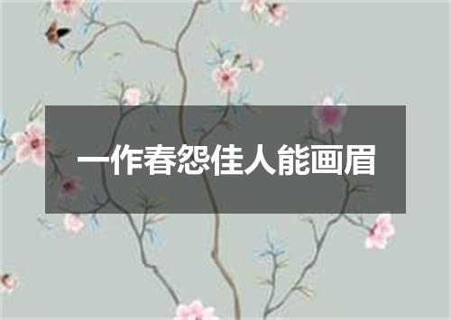 一作春怨佳人能画眉