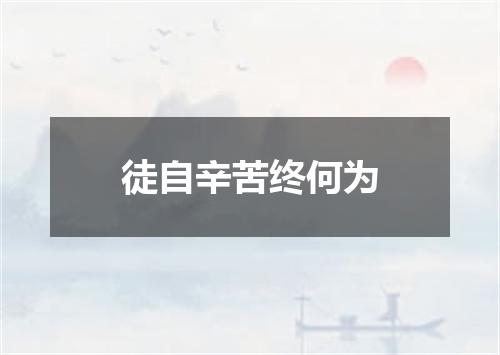 徒自辛苦终何为
