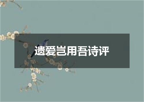 遗爱岂用吾诗评
