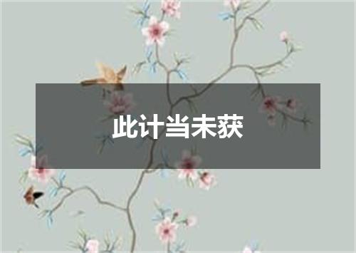 此计当未获