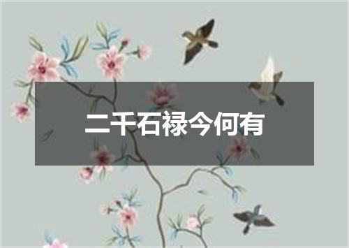 二千石禄今何有