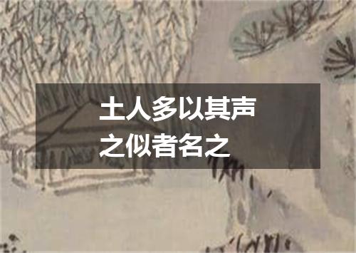 土人多以其声之似者名之
