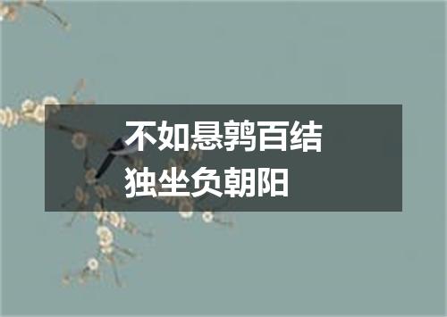 不如悬鹑百结独坐负朝阳