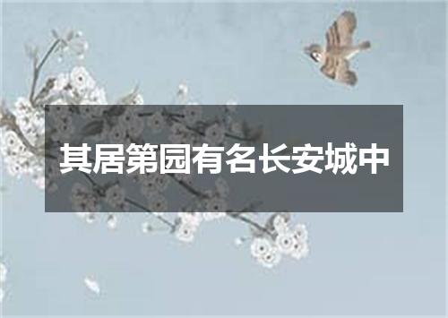 其居第园有名长安城中