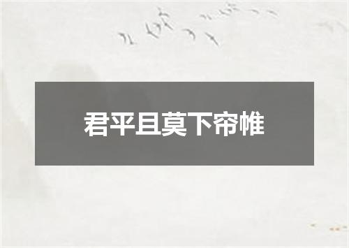 君平且莫下帘帷