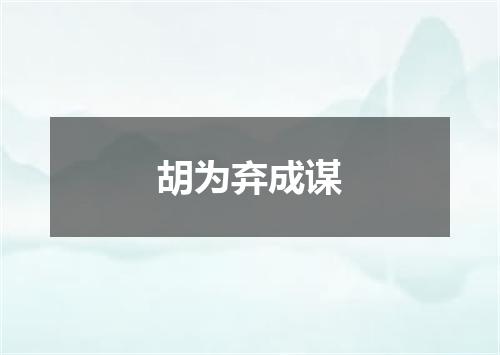 胡为弃成谋
