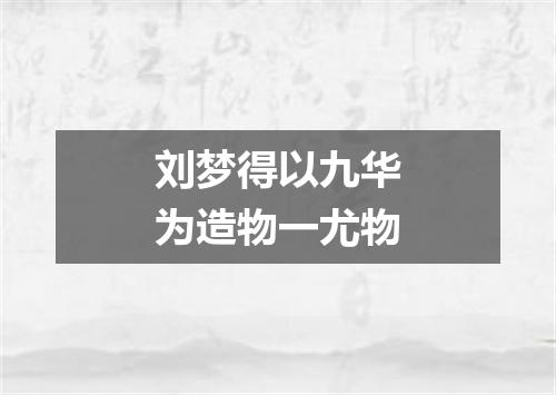 刘梦得以九华为造物一尤物