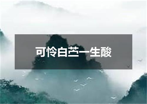 可怜白苎一生酸