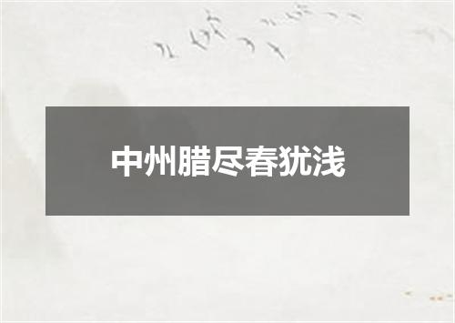 中州腊尽春犹浅