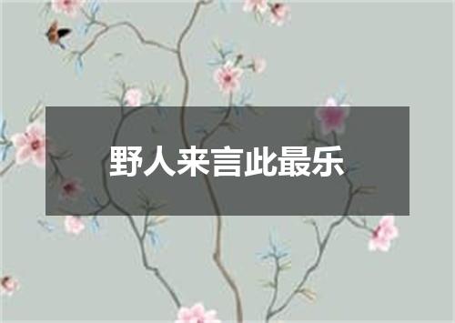 野人来言此最乐