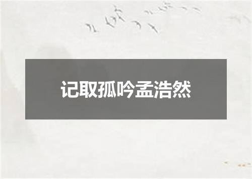 记取孤吟孟浩然