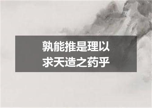 孰能推是理以求天造之药乎