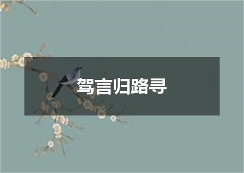 驾言归路寻