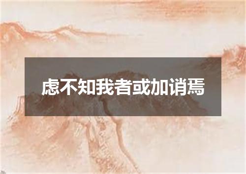 虑不知我者或加诮焉