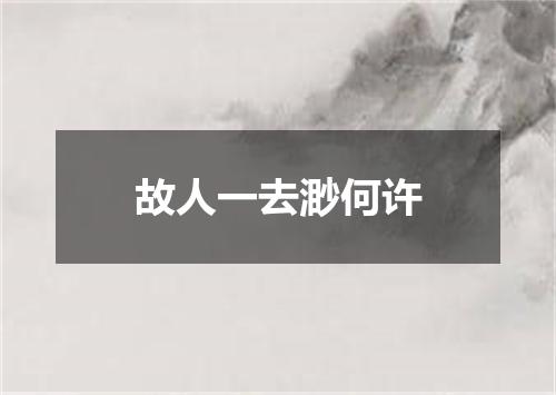 故人一去渺何许