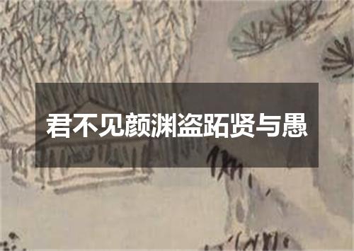 君不见颜渊盗跖贤与愚