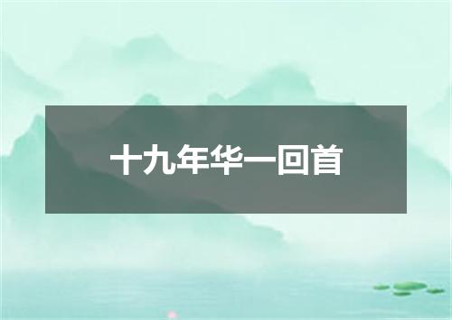 十九年华一回首