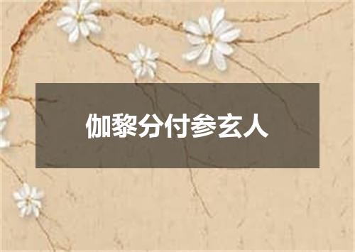 伽黎分付参玄人