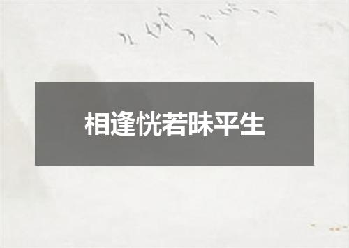 相逢恍若昧平生