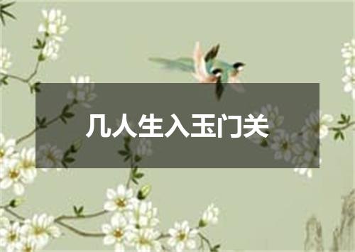 几人生入玉门关