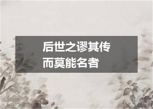 后世之谬其传而莫能名者