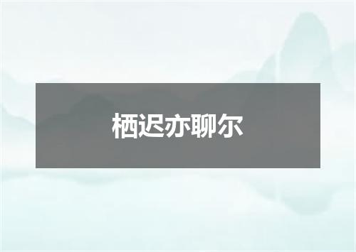 栖迟亦聊尔