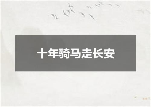 十年骑马走长安