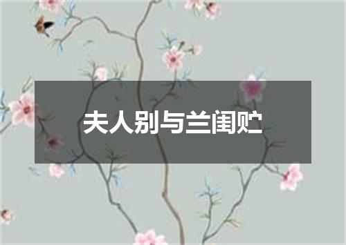 夫人别与兰闺贮