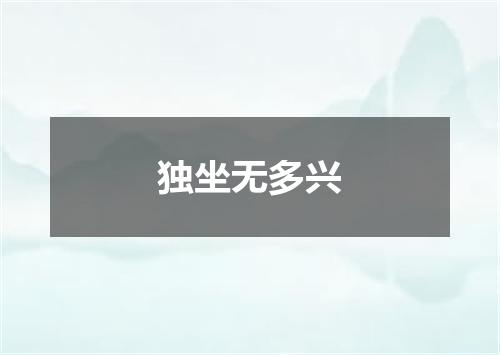 独坐无多兴