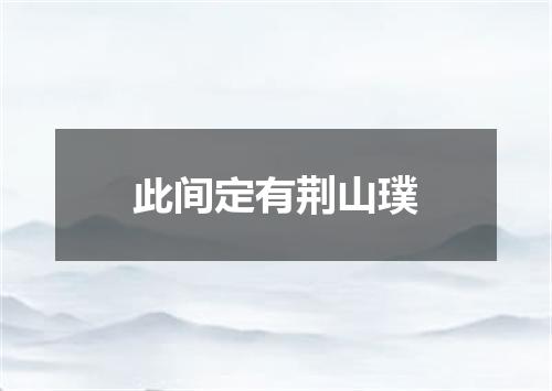 此间定有荆山璞