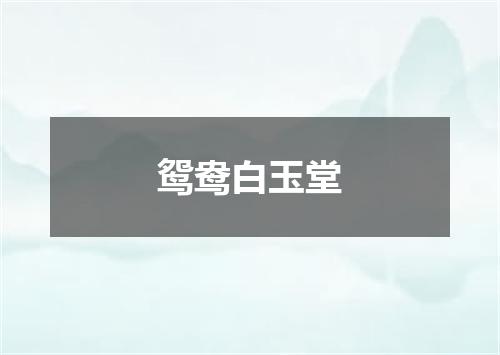 鸳鸯白玉堂