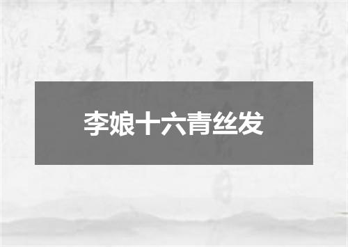 李娘十六青丝发