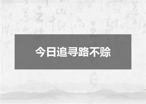 今日追寻路不赊