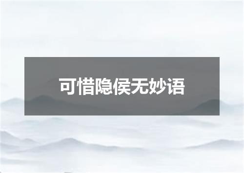 可惜隐侯无妙语