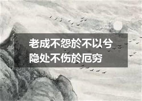 老成不怨於不以兮隐处不伤於厄穷