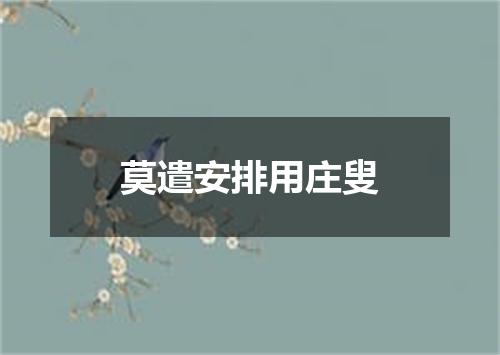莫遣安排用庄叟