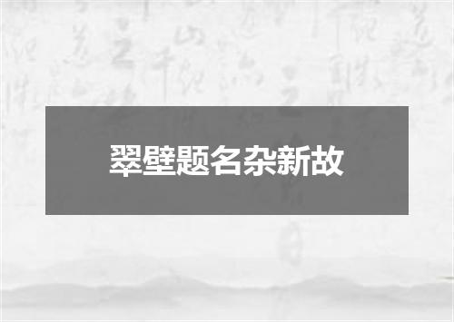 翠壁题名杂新故